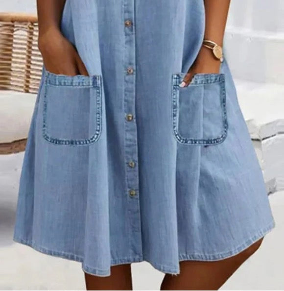Dżinowa Sukienka Mini | Koronkowe Wykończenia, Wysokiej Jakości Denim 3