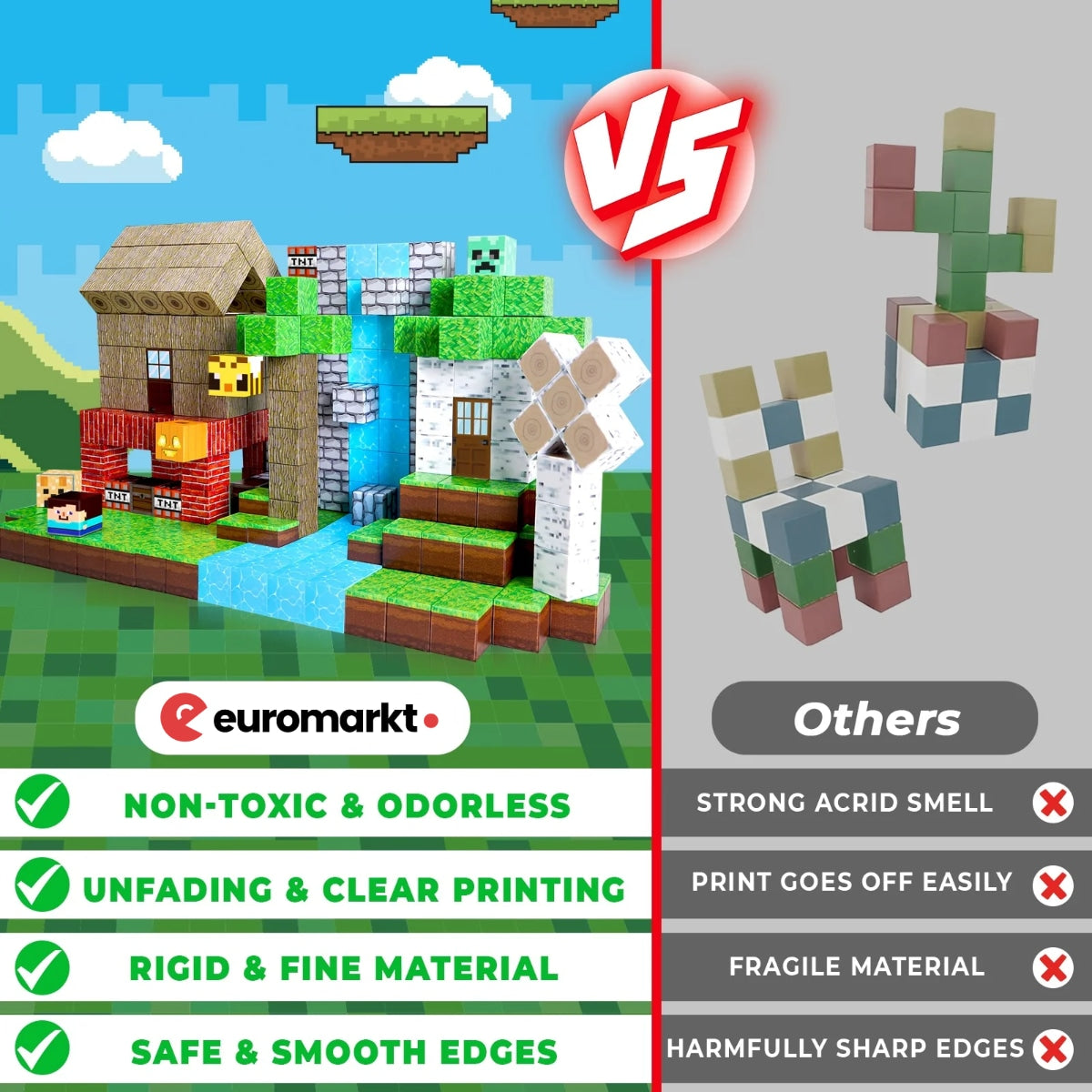 Magnecraft Klocki Konstrukcyjne | 100 Magnetycznych Klocków dla Dzieci, Bezpieczny Plastik ABS 3