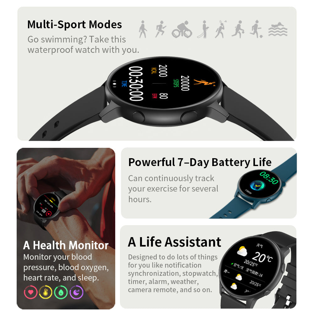 Aqua Smartwatch AT500 | Monitor Tętna, Wodoodporny, Dotykowy Ekran IPS 2