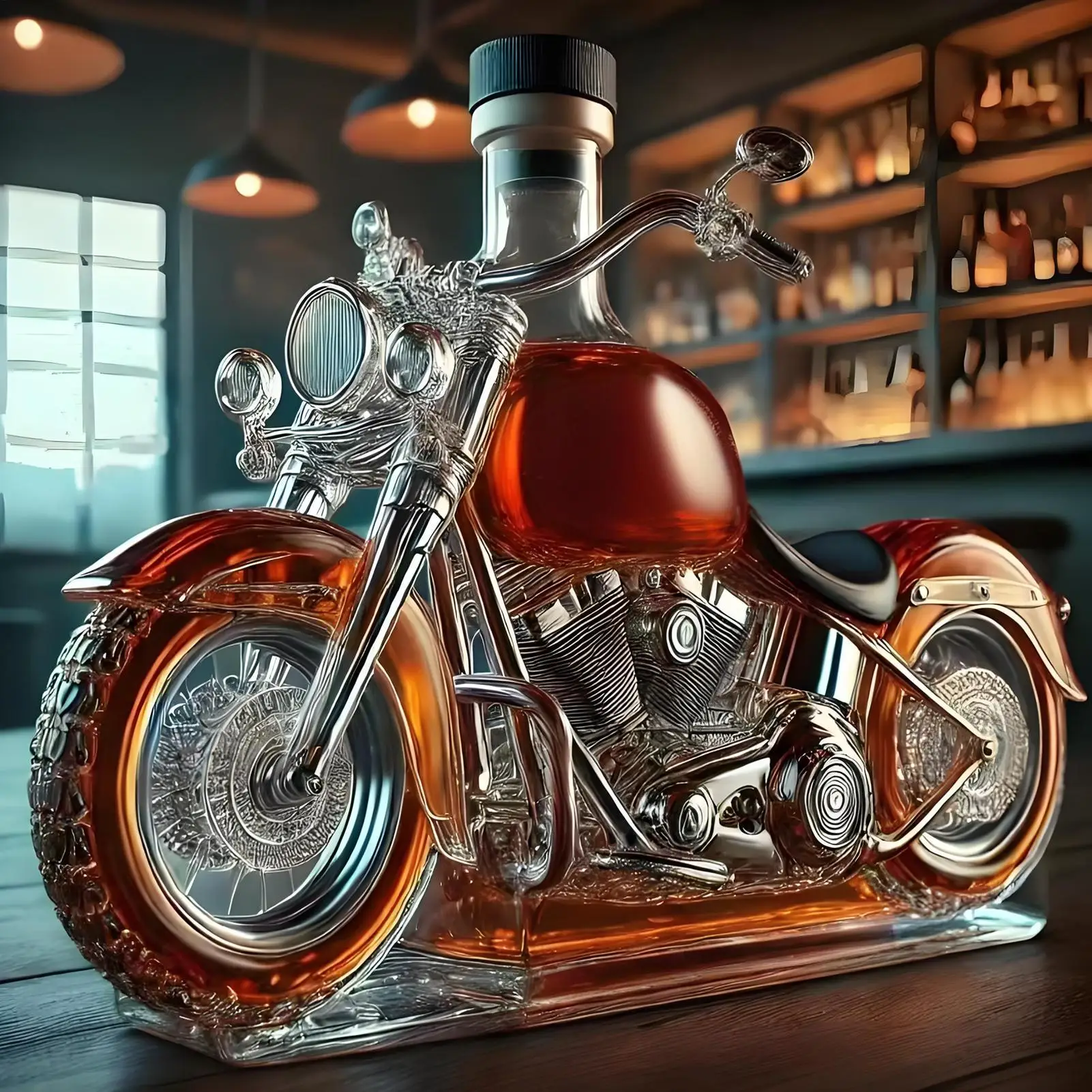 Harley Whisky Decanter | Unikalny Design Motocykla, Szkło 0