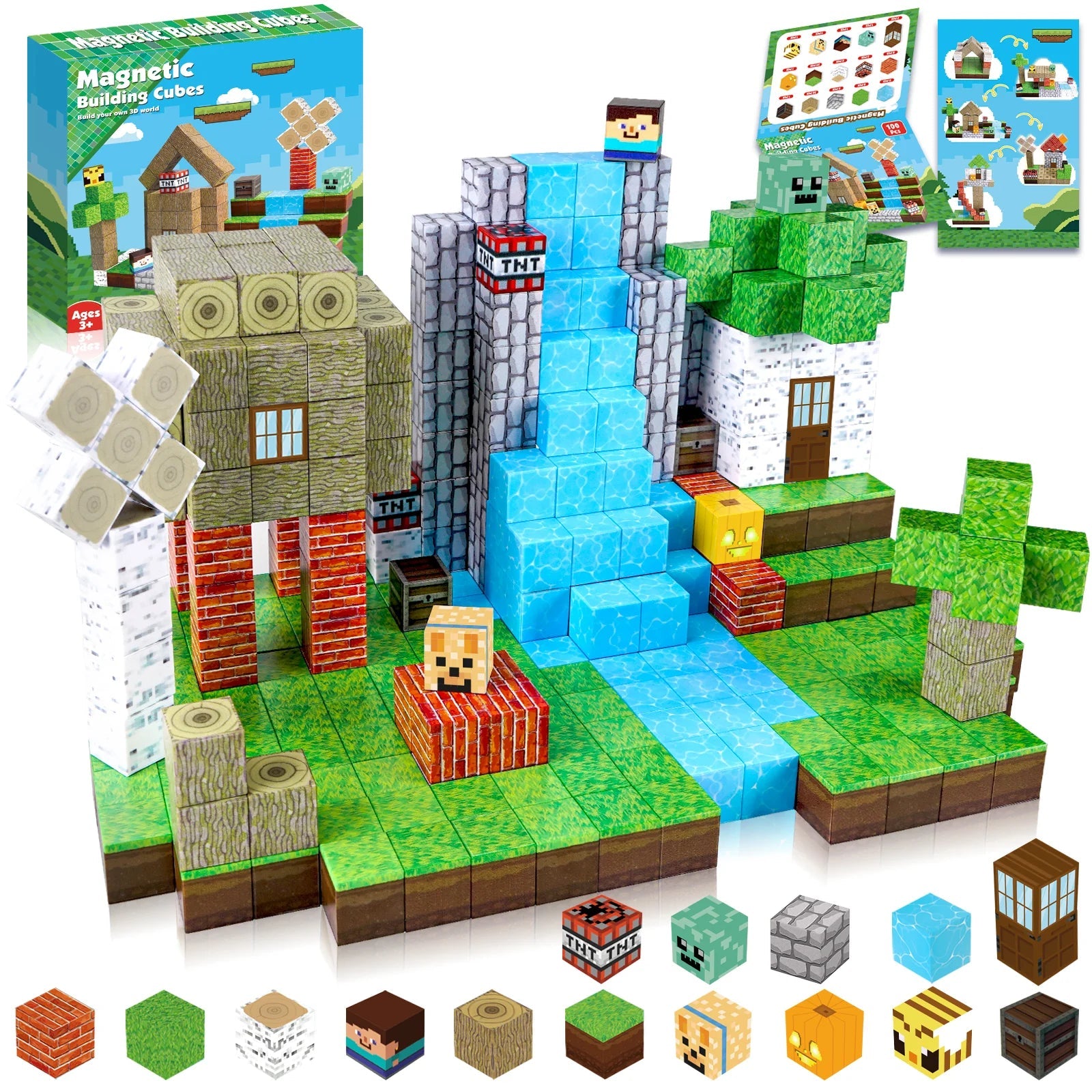 Magnecraft Klocki Konstrukcyjne | 100 Magnetycznych Klocków dla Dzieci, Bezpieczny Plastik ABS 7